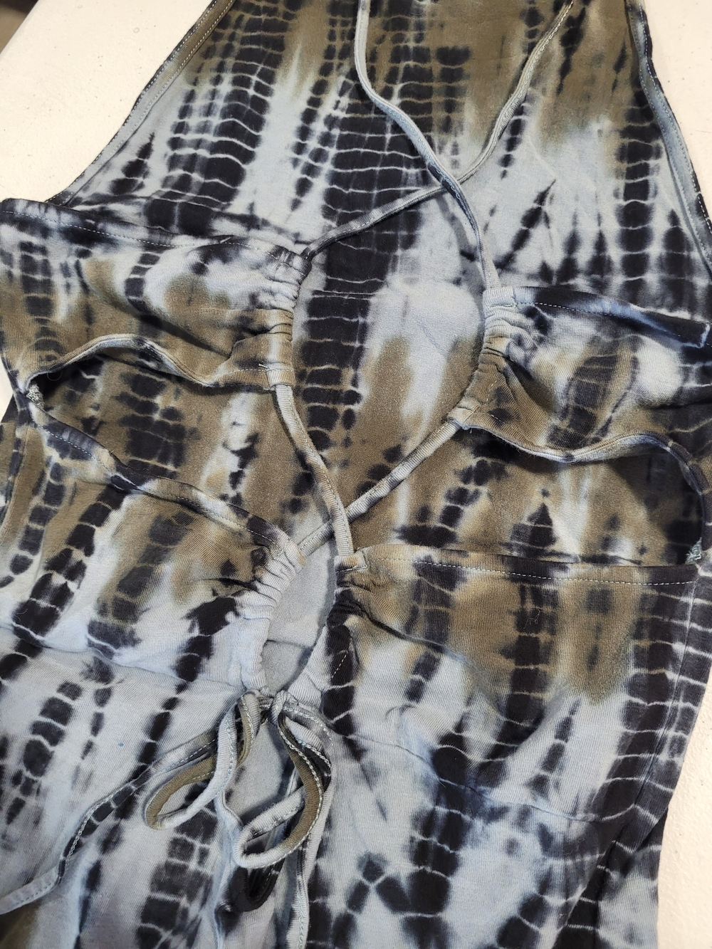 Ecote Tie-Dye Halter Mini Dress - Blue & Olive - Picture 4 of 4